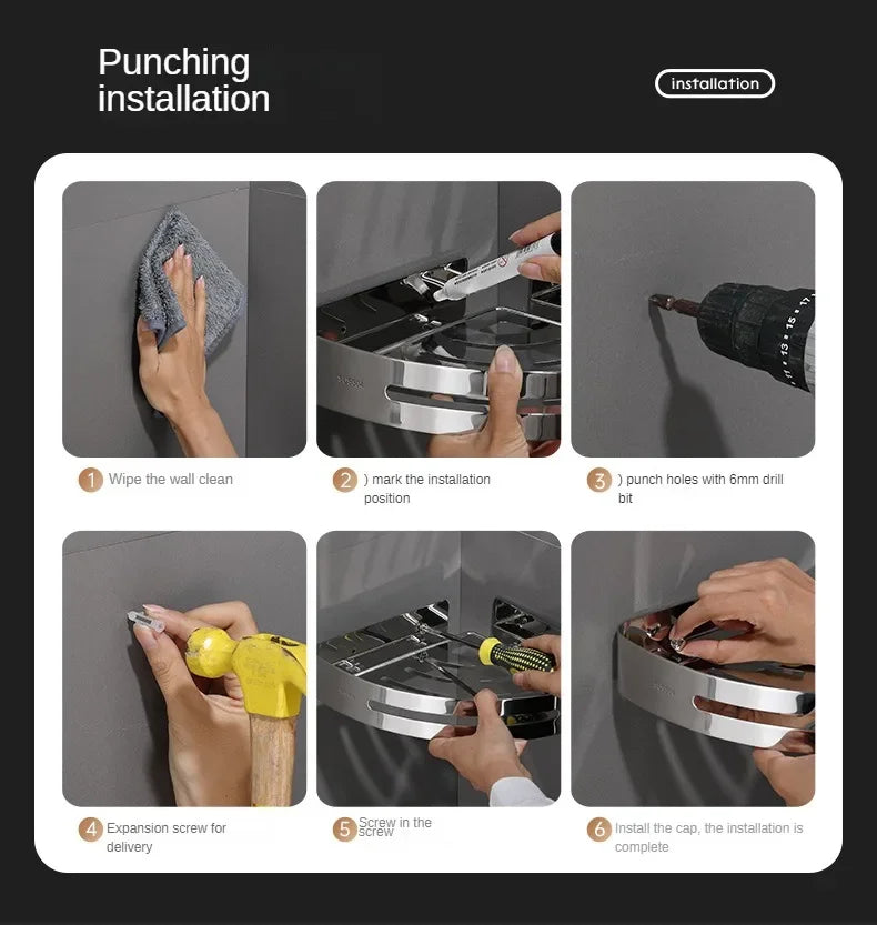 Aluminum Bathroom & Kitchen Shelf – No Drill | Ofertas Real