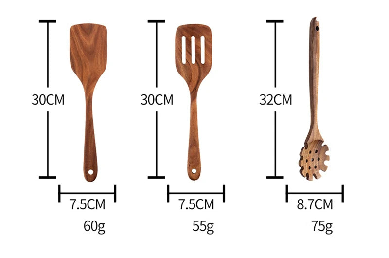 Natural Teak Cooking Utensils Set | Ofertas Real