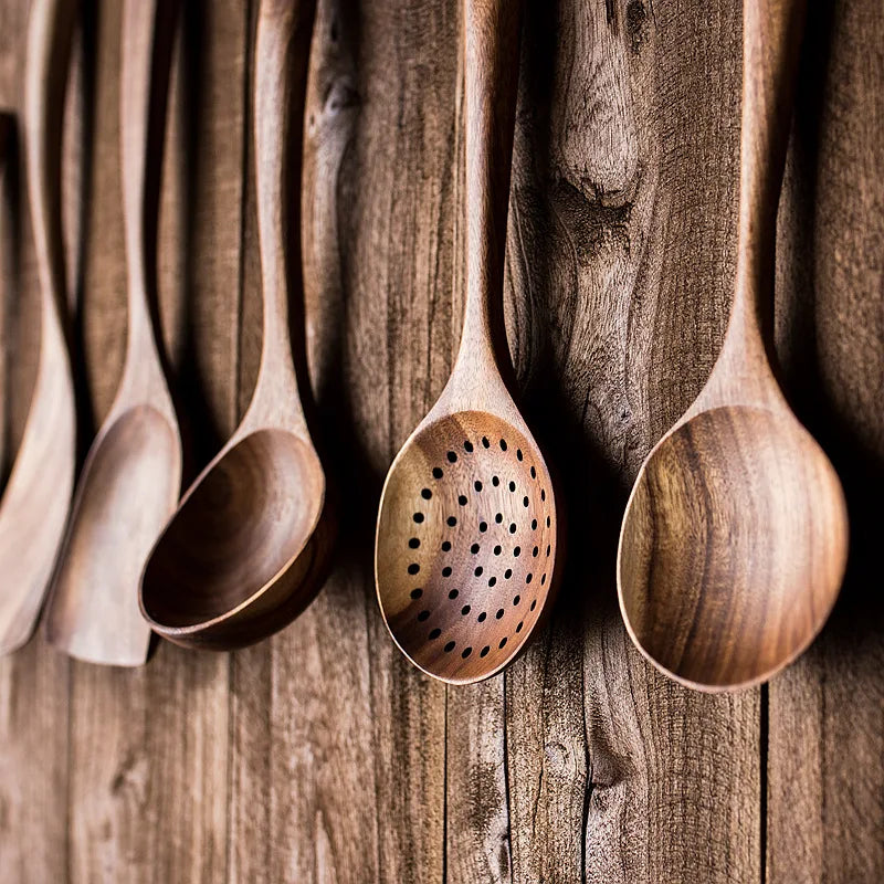 Natural Teak Cooking Utensils Set | Ofertas Real