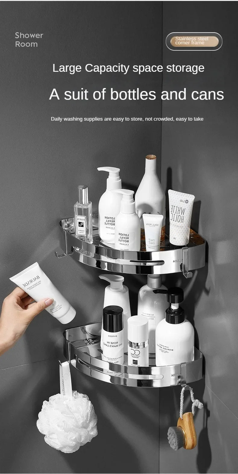 Aluminum Bathroom & Kitchen Shelf – No Drill | Ofertas Real