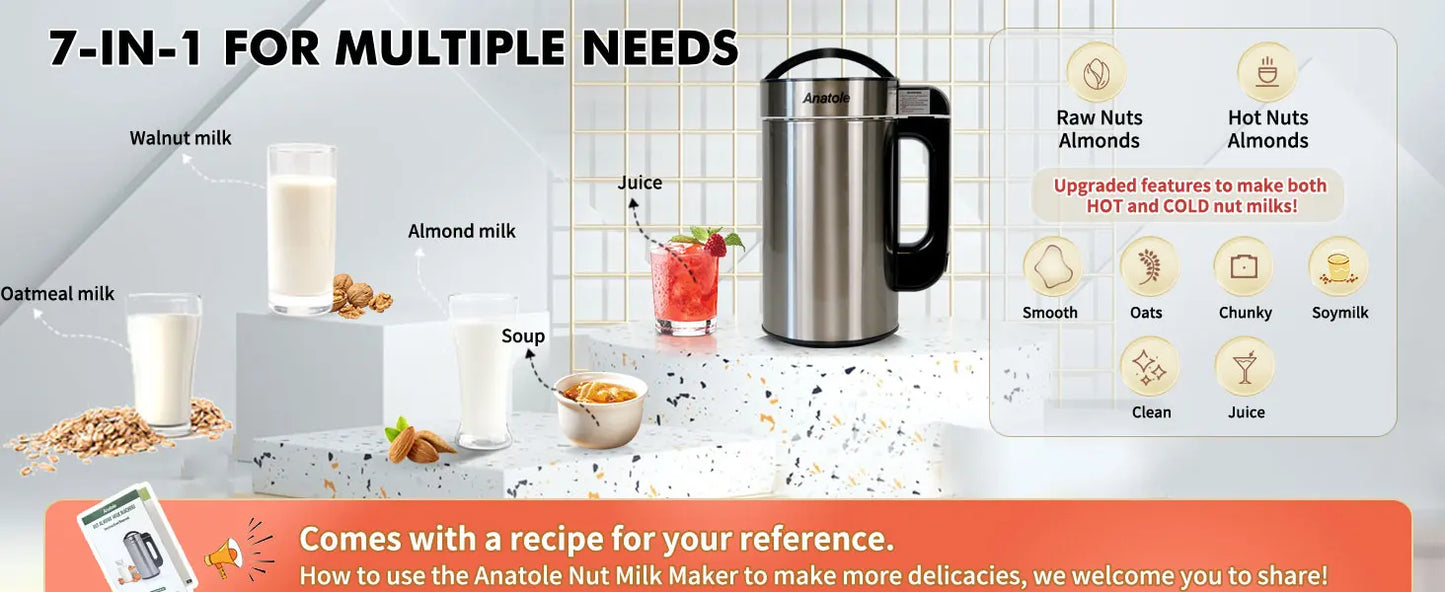 Nut Milk Maker 51oz | 7-in-1 Automatic Milk Machine