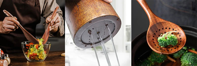 Natural Teak Cooking Utensils Set | Ofertas Real