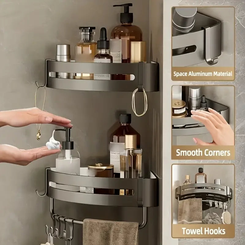 Aluminum Bathroom & Kitchen Shelf – No Drill | Ofertas Real