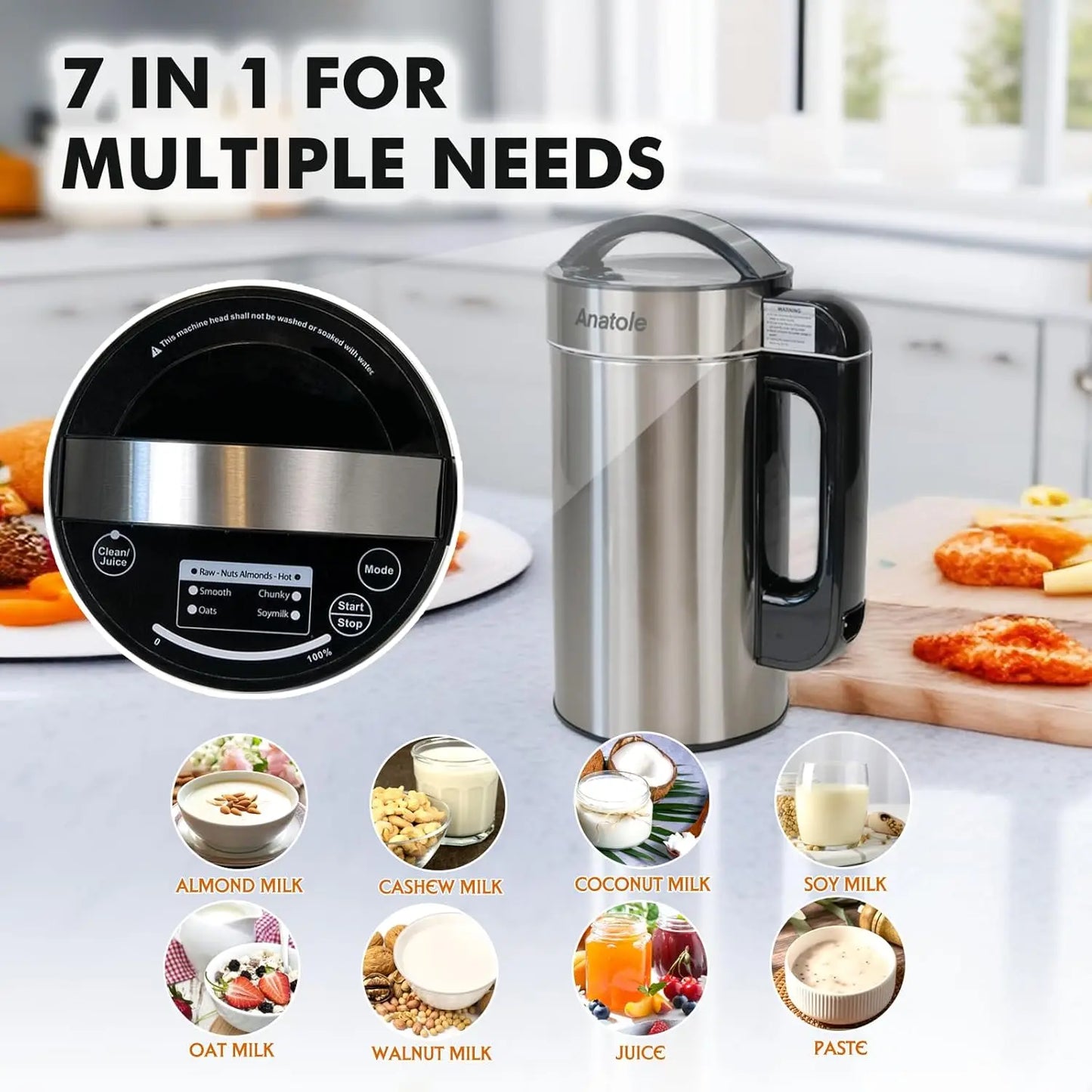 Nut Milk Maker 51oz | 7-in-1 Automatic Milk Machine