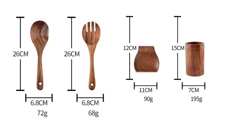 Natural Teak Cooking Utensils Set | Ofertas Real
