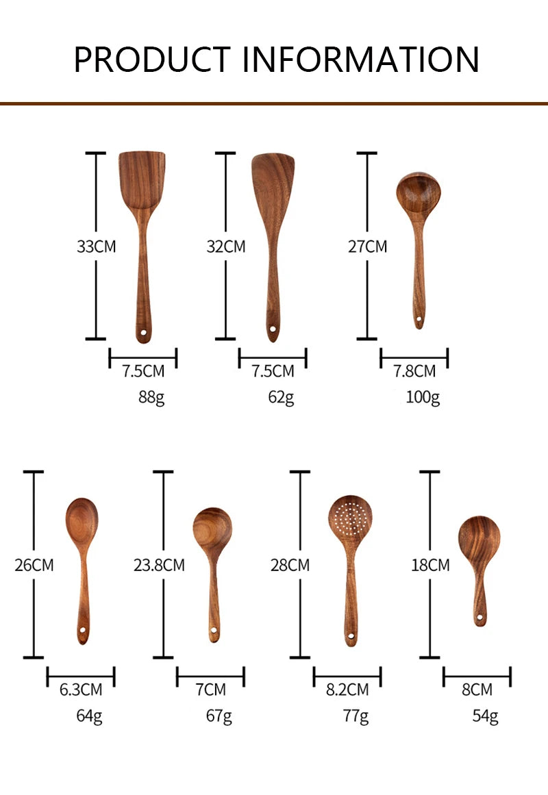 Natural Teak Cooking Utensils Set | Ofertas Real