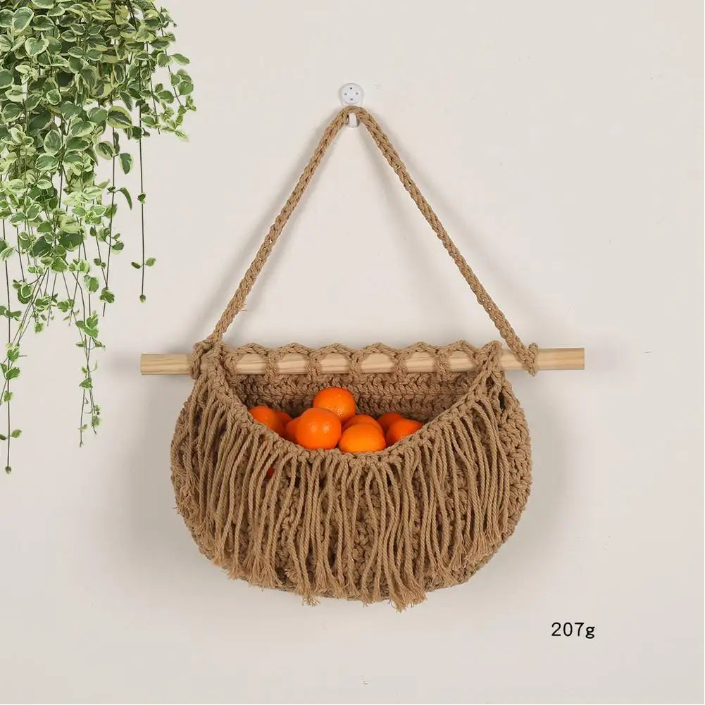 3-Tier Hanging Fruit Baskets | Bohemian Handwoven Storage